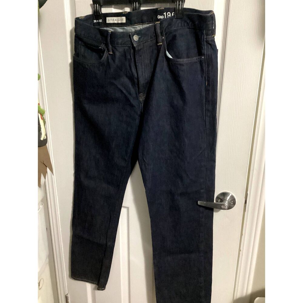 men's Gap 1969 straight jeans dark wash 36x32